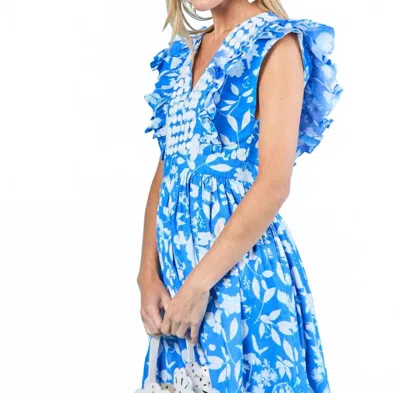 Sheridan French Stacey Dress In Azul Wildflower In Blue
