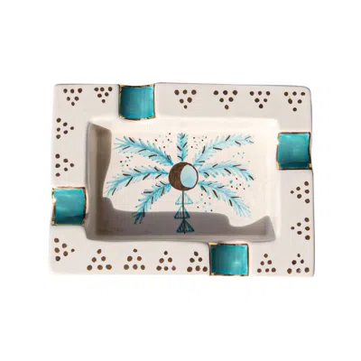 Sherie Boutik Crecent Turquoise Palm Tree Cigar Ashtray In Blue