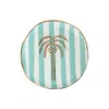 Sherie Boutik Gold Palm Tree + Turquoise Stripe Plate In Multi