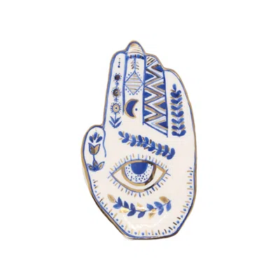 Sherie Boutik Rawya Khamsa Ceramic Wall Decor Blue Sb X Wb