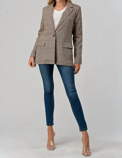 Shero Classic Plaid Blazer In Multi Brown In Gray