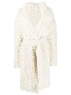 Sherpa Belted Textured Mohair-blend Coat In White