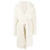Sherpa Belted Textured Mohair-blend Coat In White