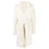 Sherpa Belted Textured Mohair-blend Coat In White