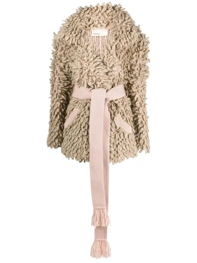 Sherpa Faux-fur Fluffy Coat In Brown