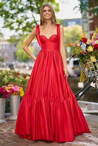 Pre-owned Sherri Hill 56370 Evening Dress Lowest Price Guarantee Authentic In Red