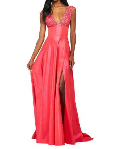 Sherri Hill A-line Gown In Coral In Red