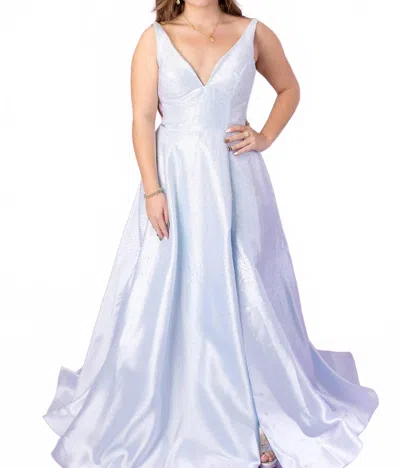Sherri Hill A-line Hot Fix Gown In Ice Blue In White
