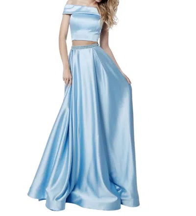 Sherri Hill Two-piece Beaded Keyhole Prom Dress In Light Blue