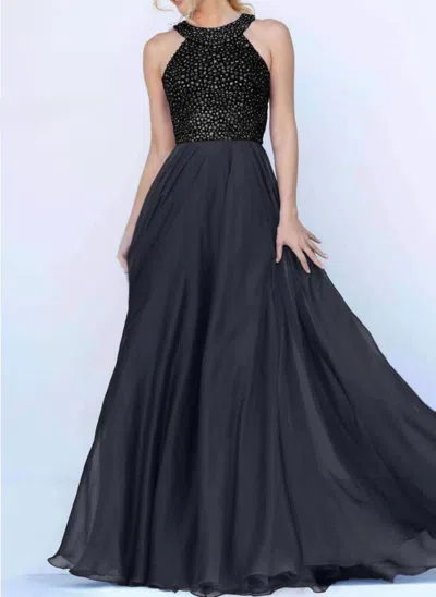 Sherri Hill Beaded Bodice Evening Dress In Black