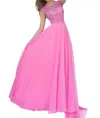 Sherri Hill Beaded Chiffon Prom Dress In Pink In Pink