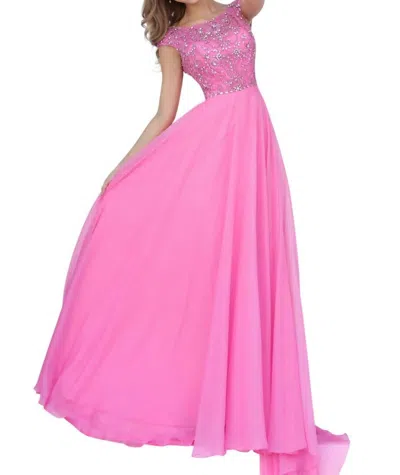 Sherri Hill Beaded Chiffon Prom Dress In Pink