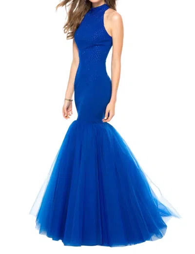 Sherri Hill Beaded Jersey Mermaid Prom Dress In Royal In Blue