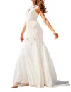 Sherri Hill Beaded Keyhole Bodice Prom Dress In Ivory In Multi