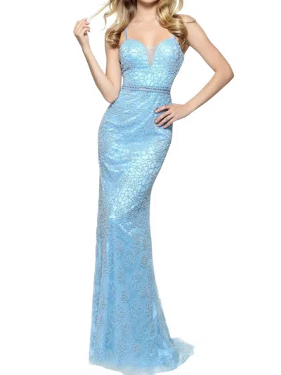 Sherri Hill Beaded Prom Dress In Light Blue