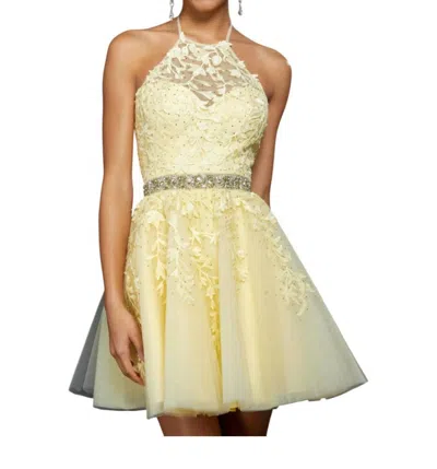 Sherri Hill Beaded Waist Cocktail Dress In Yellow