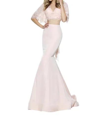 Sherri Hill Bell Sleeve Prom Dress In Blush In Gold