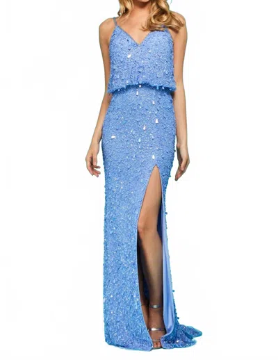Sherri Hill Blouson Top Prom Dress In Periwinkle In Blue