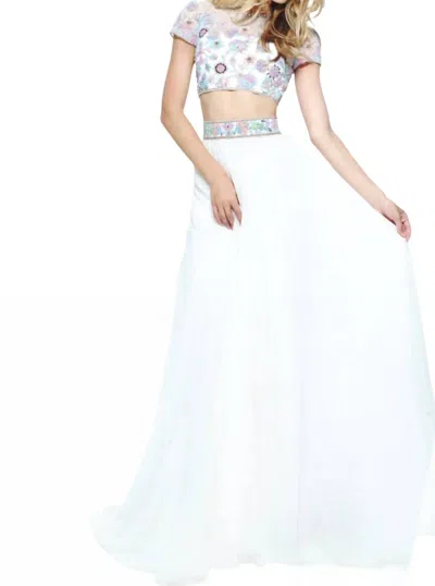 Sherri Hill Bohemian Two-piece Prom Dress In Ivory/multi In White