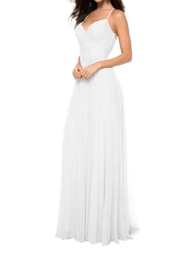 Sherri Hill Chiffon Front Cross V-neck Maxi Dress In Ivory In White
