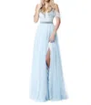 Sherri Hill Deep V-sweetheart Wedding Dress In Light Blue In Blue