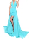 Sherri Hill Detachable Chiffon Skirt Prom Dress In Turquoise In Blue