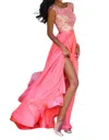 Sherri Hill Embellished Long Prom Dress In Fuchsia/nude In Multi