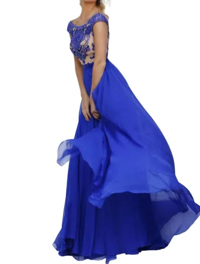 Sherri Hill Embellished Long Prom Dress In Turq/nude In Multi