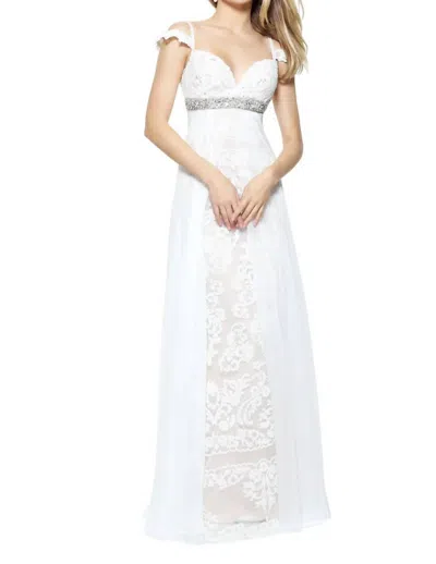 Sherri Hill Empire Waist Prom Dress In Ivory/nude In White