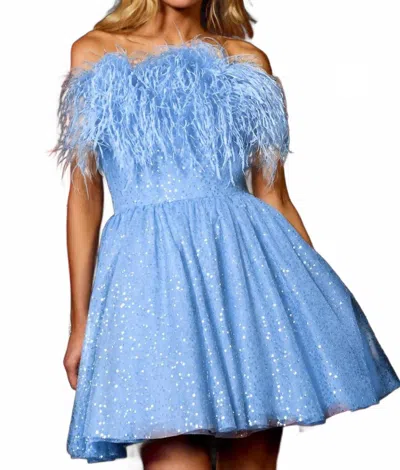 Sherri Hill Fit And Flare Mini Dress In Light Blue