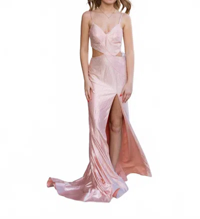 Sherri Hill Fitted Hot Fix Prom Dress In Pink