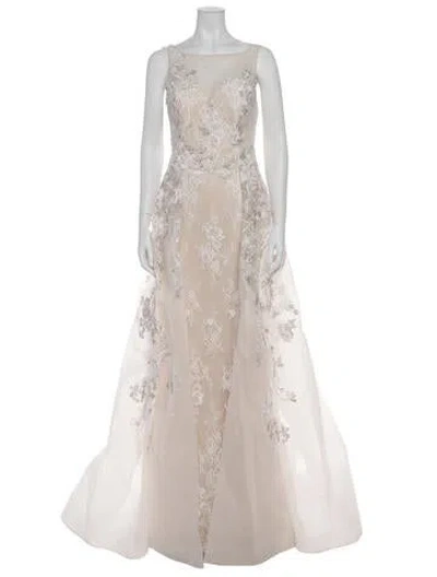Pre-owned Sherri Hill Floral Print Long Dress In Neutral
