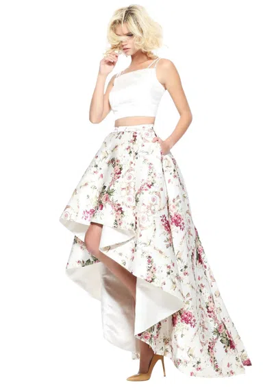 Sherri Hill Floral Print Prom Dress In Ivory/print In Multi