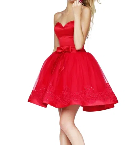 Sherri Hill Floral Satin Prom Dress In Red