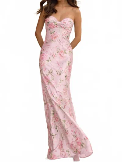 Sherri Hill Floral Strapless Dress In Light Pink Print
