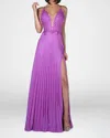 Sherri Hill Flowy Slitted Prom Dress In Purple In Purple