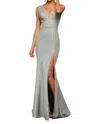 Sherri Hill Glitter Stretch Prom Dress In Electric Silver In Multi