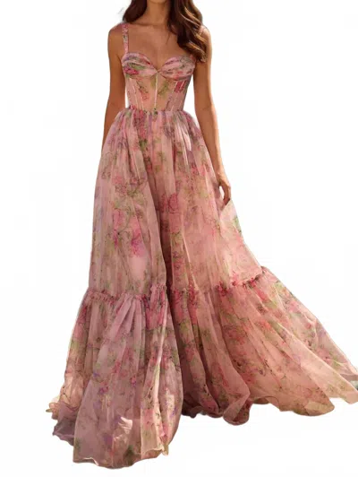 Sherri Hill Gorgeous Floral A-line Prom Dress In Pink