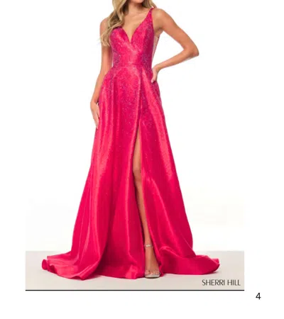 Sherri Hill Gown With Hot Stones In Fuchsia In Pink