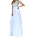 Sherri Hill High Illusion Neck Prom Dress In Light Blue In Blue