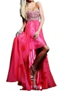 Sherri Hill High-low Strapless Prom Dress In Strawberry In Red
