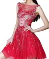 Sherri Hill Illusion Neck Mini Dress In Red In Red