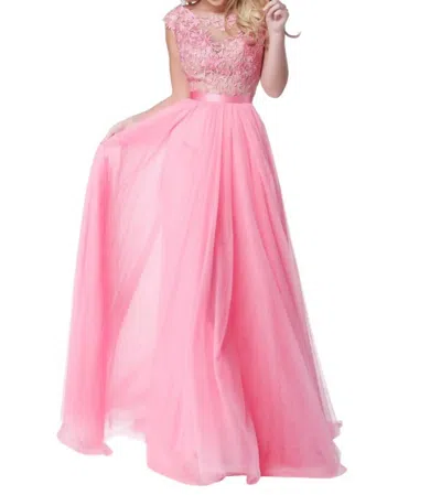 Sherri Hill Lace Appliqued Wedding Dress In Pink