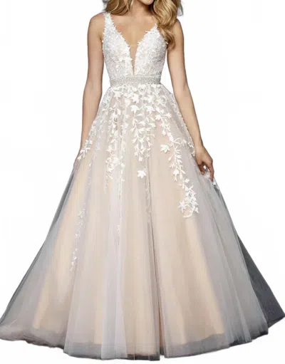 Sherri Hill Lace Ball Gown In Ivory In White