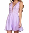 Sherri Hill Laced Bodice Cocktail Dress In Periwinkle In Purple