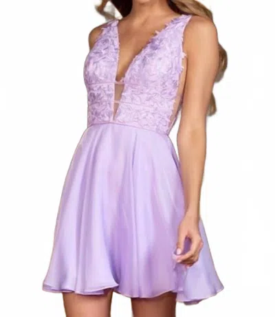 Sherri Hill Laced Bodice Cocktail Dress In Periwinkle In Purple