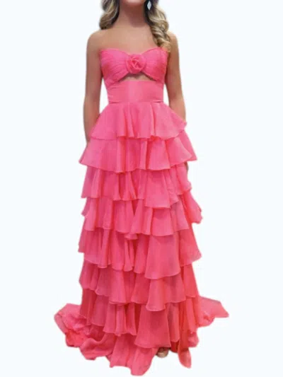 Sherri Hill Layered Prom Dress In Coral In Pink