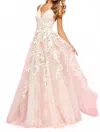Sherri Hill Leaf Lace Appliqué A-line Ballgown In Ivory Nude