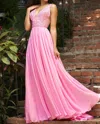 Sherri Hill Leaf Lace Bodice Gown In Bright Pink In Pink