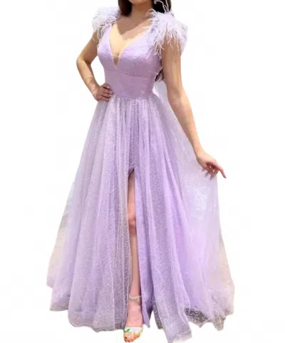 Sherri Hill Long Sequin Tulle Ball Gown In Lilac In Purple